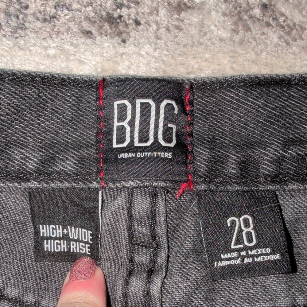 BDG Urban Outfitters High Wide Jeans 28 fits 27 Washed Black High Rise Wide Leg - Picture 7 of 13